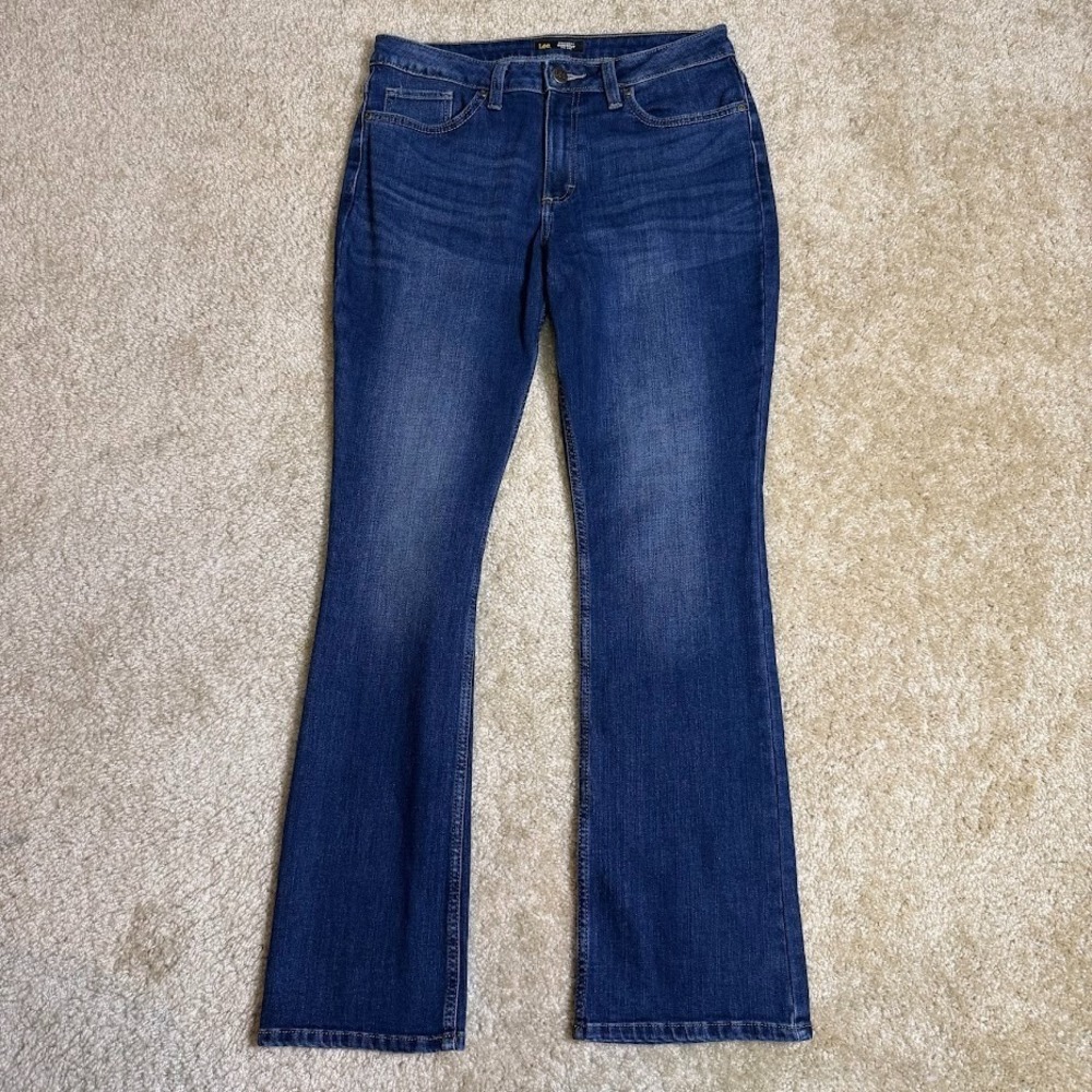 Lee Jeans Womens 10M Regular Fit Bootcut Mid Rise Dark Wash Stretch Denim